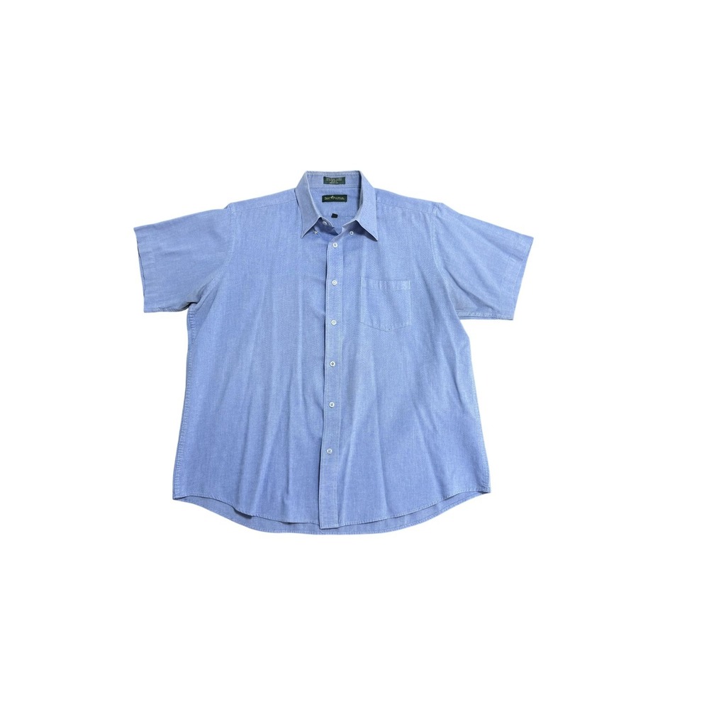 Bert Pulitzer Shirt Mens XL Blue Chambray‎ Short Sleeve Button Front Pocket